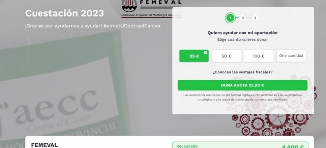 Femeval instalará una mesa petitoria por la cuestación anual contra el cáncer